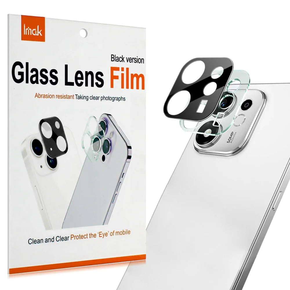 IMAK for Honor 600 Smart 5G Tempered Glass Full Cover Lens Film + Acrylic Cap - Black - Black - 2