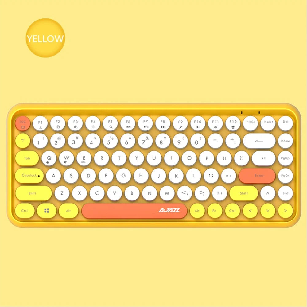 AJAZZ 308I Wireless Bluetooth-compatible Keyboard Mini Portable 84-Key Keyboard - Yellow - 5
