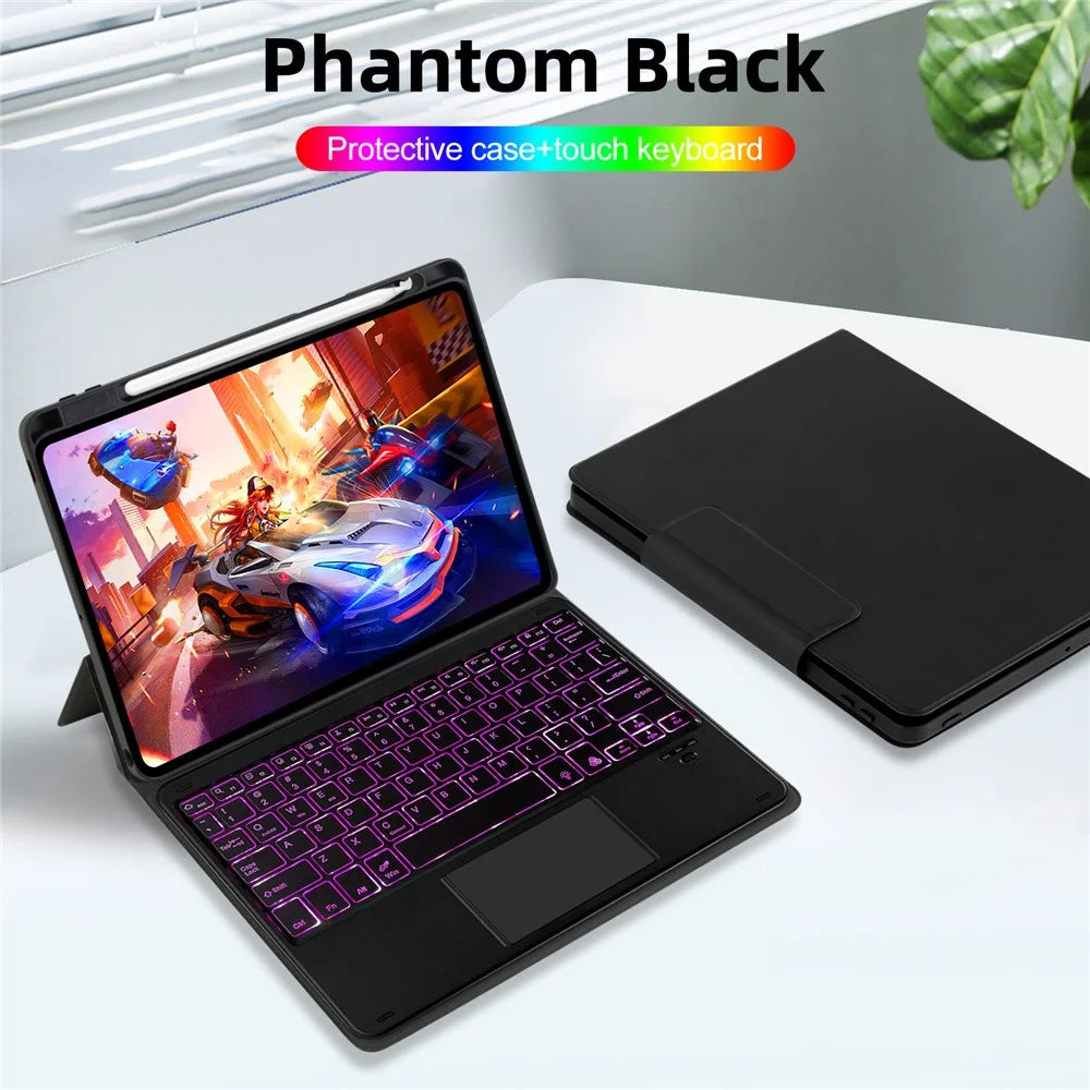 TP-5011D For iPad Pro 11 (2018) / (2020) / (2021) / (2022) Magnetic Detachable Bluetooth-compatible Keyboard PU Leather Case with RGB Backlight - 7
