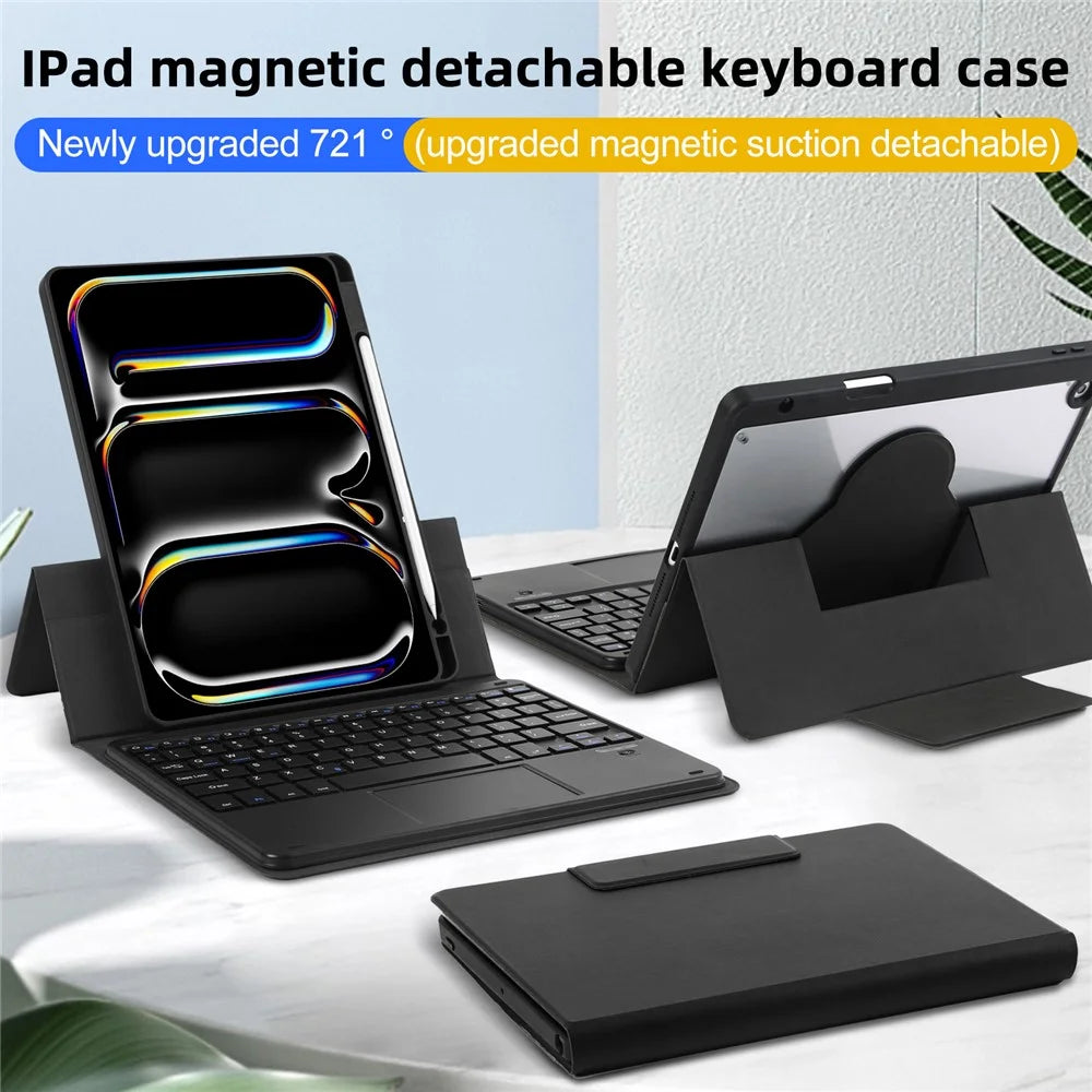 TP-5109 For iPad Air 11 (2026) / (2025) / (2024) / Air (2020) / (2022) Magnetic Detachable Bluetooth-Compatible Keyboard Leather Stand Case - 2