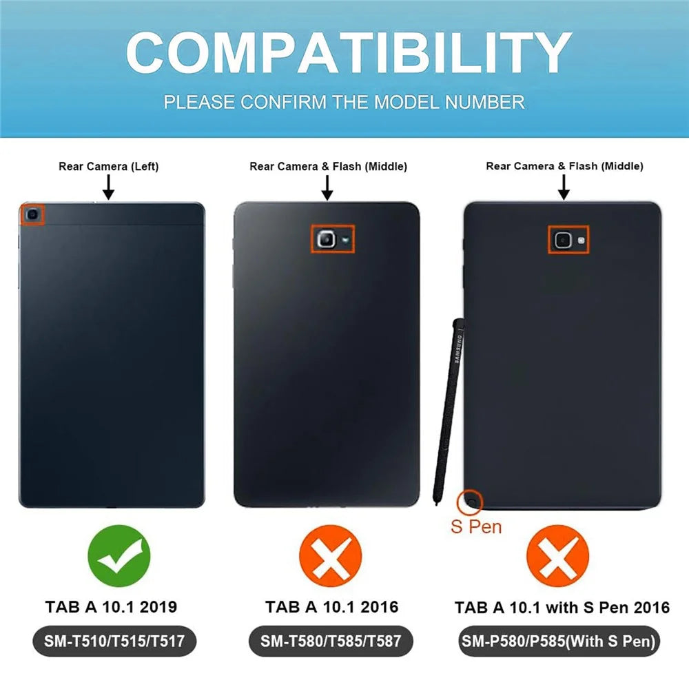 For Samsung Galaxy Tab A 10.1 (2019) Detachable Bluetooth-compatible Keyboard Leather Cover with S Pen Holder - Black - 2