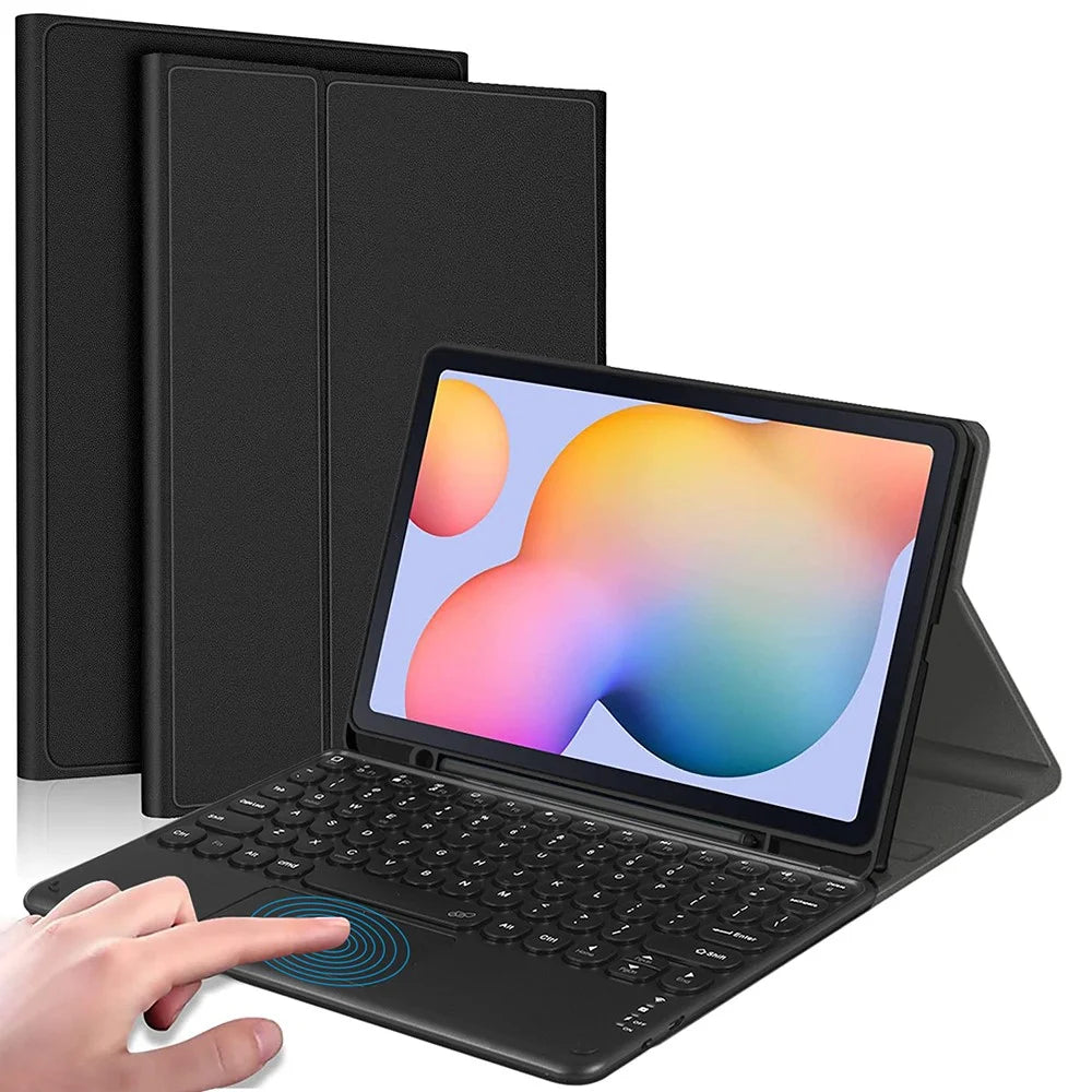 For Samsung Galaxy Tab S9+ / S9 FE+ Detachable Bluetooth-compatible Touchpad Keyboard Cover with S Pen Holder - Black - 1