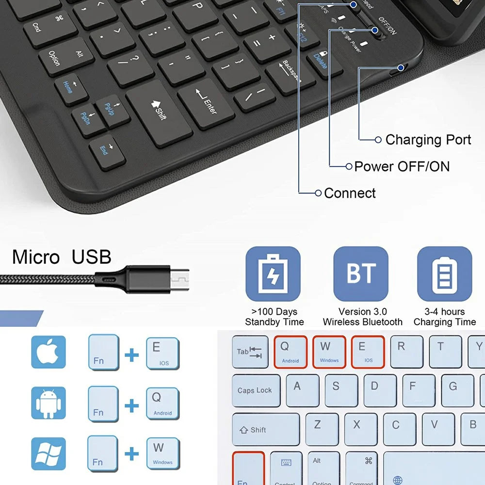 SK-X215 For Samsung Galaxy Tab A9+ Split Bluetooth-compatible Keyboard Leather Case + Dual Mode Mouse Set - Black - 6