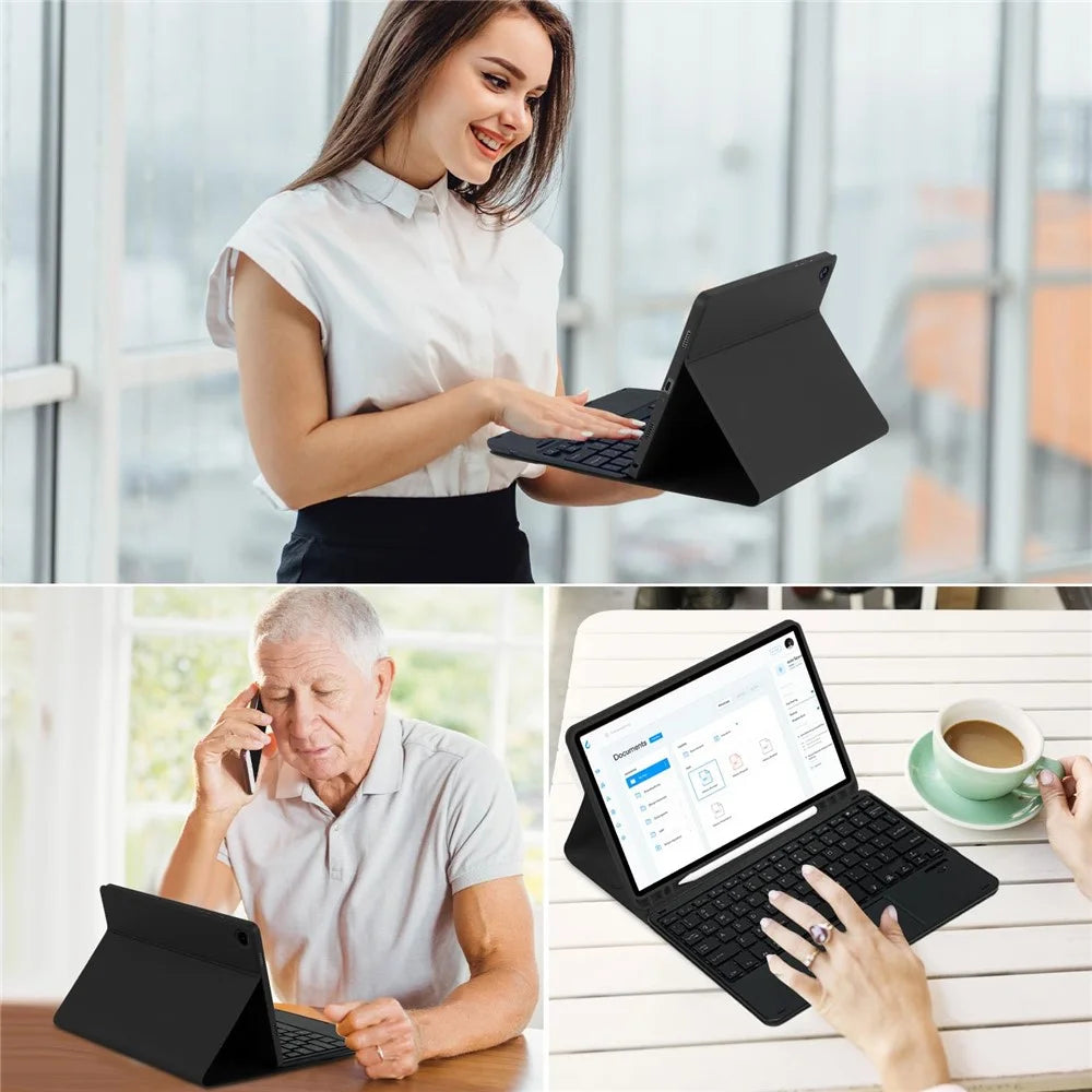 TP-X210D For Samsung Galaxy Tab A9+ SM-X210 / X216 / X218 Touchpad Backlit Bluetooth-compatible Keyboard Leather Tablet Case - Black - 2