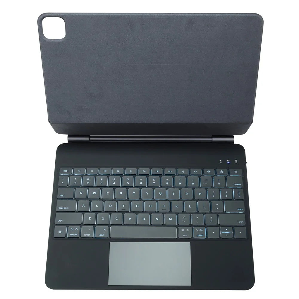 P129 For iPad Air 13 (2026) / (2025) / (2024) / Pro 12.9 (2022) / (2021) / (2020) Tablet Touchpad Floating Magnetic Keyboard - Black - 2
