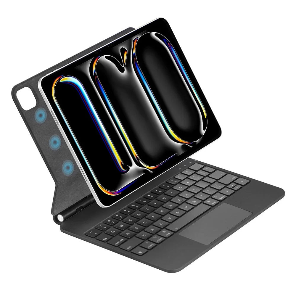 WIWU MK-002 For iPad Pro 11 (2024) Bluetooth-compatible Keyboard Case Leather Protective Cover Magic Keyboard - 1