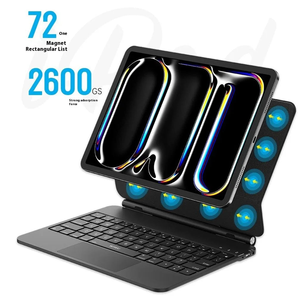 WIWU MK-002 For iPad Pro 11 (2024) Bluetooth-compatible Keyboard Case Leather Protective Cover Magic Keyboard - 2
