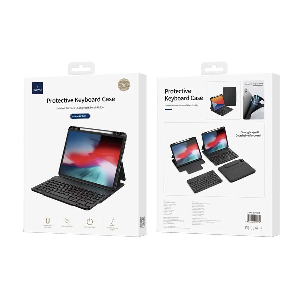WIWU Bluetooth-Compatible Keyboard for iPad Pro 11 (2024) / (2022) / iPad (2025) / 10.9 (2022) Skin-Touch Leather Case - Black - 7