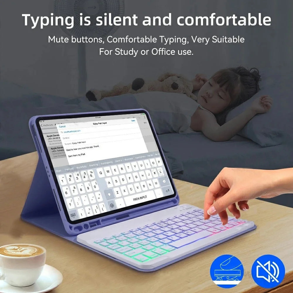 RGB-1109D Bluetooth-Compatible Keyboard for iPad Air 11 (2026) / (2025) / (2024) / Air (2022) (2020) / Pro 11 (2022) (2021) (2020) (2018) - Midnight Green - 7