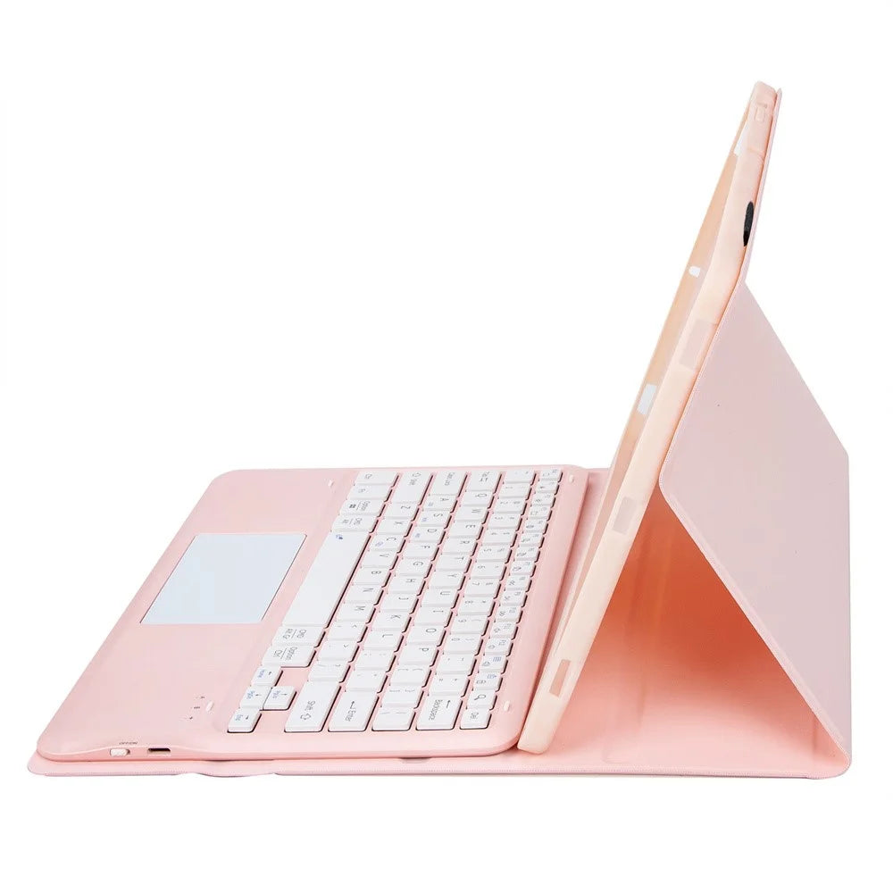 AH24-A For Huawei MatePad Pro 12.2 (2024) Leather+TPU Tablet Cover Bluetooth-compatible Keyboard Case with Touchpad - Pink - 4