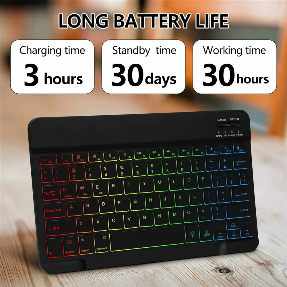 RGB-030 RGB Colorful Backlight 10-inch Wireless Bluetooth-compatible Keyboard Mouse Set - Black - 3