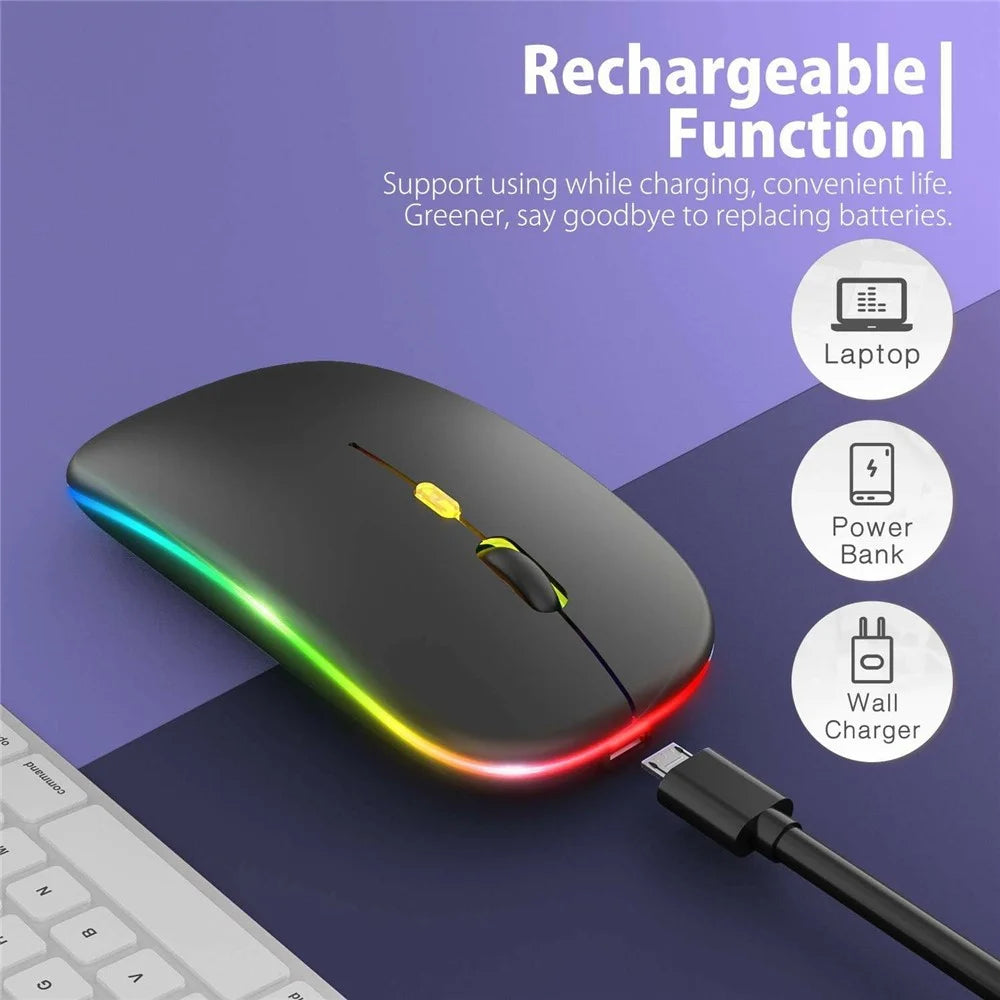 RGB-030 RGB Colorful Backlight 10-inch Wireless Bluetooth-compatible Keyboard Mouse Set - Black - 7