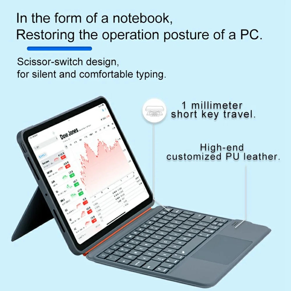 K09 For iPad Pro 13 (2025) / (2024) Leather Cover Magnetic Detachable Smart Touchpad Floating Magnetic Keyboard with Backlit - 5