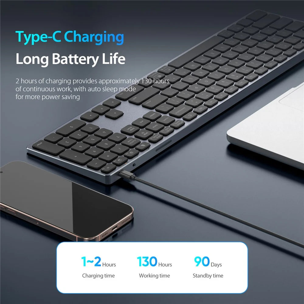 DUX DUCIS Wireless Keyboard  Wireless Keyboard  LK Series Mute Keyboard for Laptops/Tablets/Phones - Black - 5