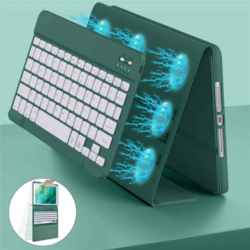 SK-1109D Leather Tablet Case with BT Keyboard For iPad Air 11 (2026) / (2025) / (2024) / Pro 11 (2022) / (2020) / Air (2022) / (2020) / (2018) - Midnight Green - 7