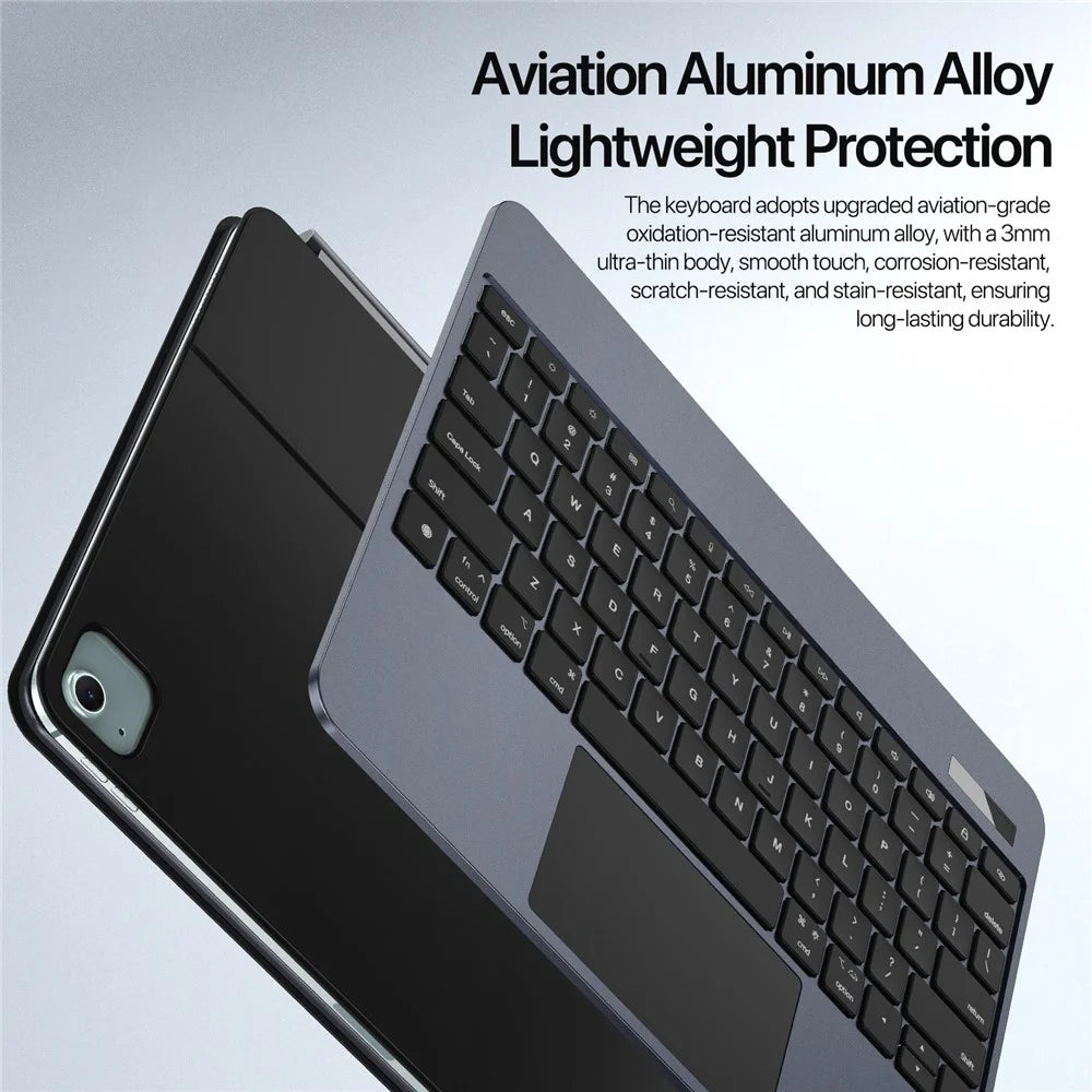 DUX DUCIS For iPad Air 13 (2026) / (2025) / (2024) / 12.9 (2022) / (2021) / (2020) / (2018) MK Pro Series Leather Case Magnetic Floating Keyboard with Trackpad - Black - 5