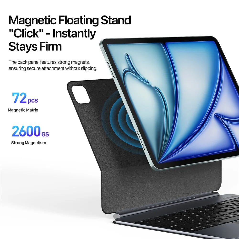DUX DUCIS For iPad Air 13 (2026) / (2025) / (2024) / 12.9 (2022) / (2021) / (2020) / (2018) MK Pro Series Leather Case Magnetic Floating Keyboard with Trackpad - Black - 7