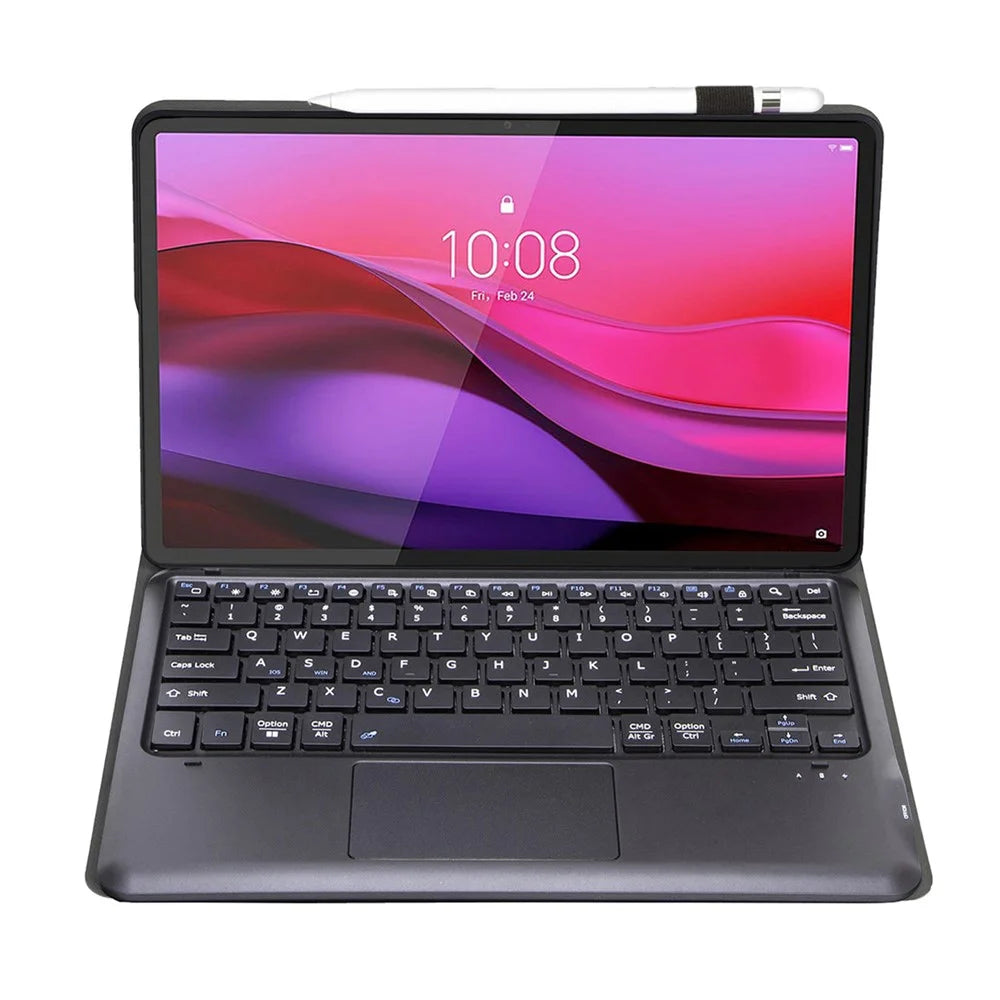 AM30-A For Lenovo Yoga Tab Plus Detachable Touchpad Bluetooth-Compatible Keyboard Ultra Thin Tablet Leather Case - Black - 2