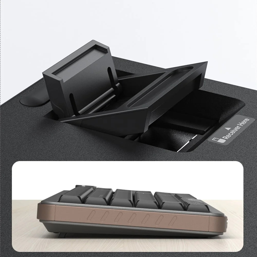 IMICE AN-800 99 Keys 2.4G + Bluetooth-compatible Wireless Keyboard Scissor Switch Rechargeable Keyboard - Black+Grey+Yellow - 7