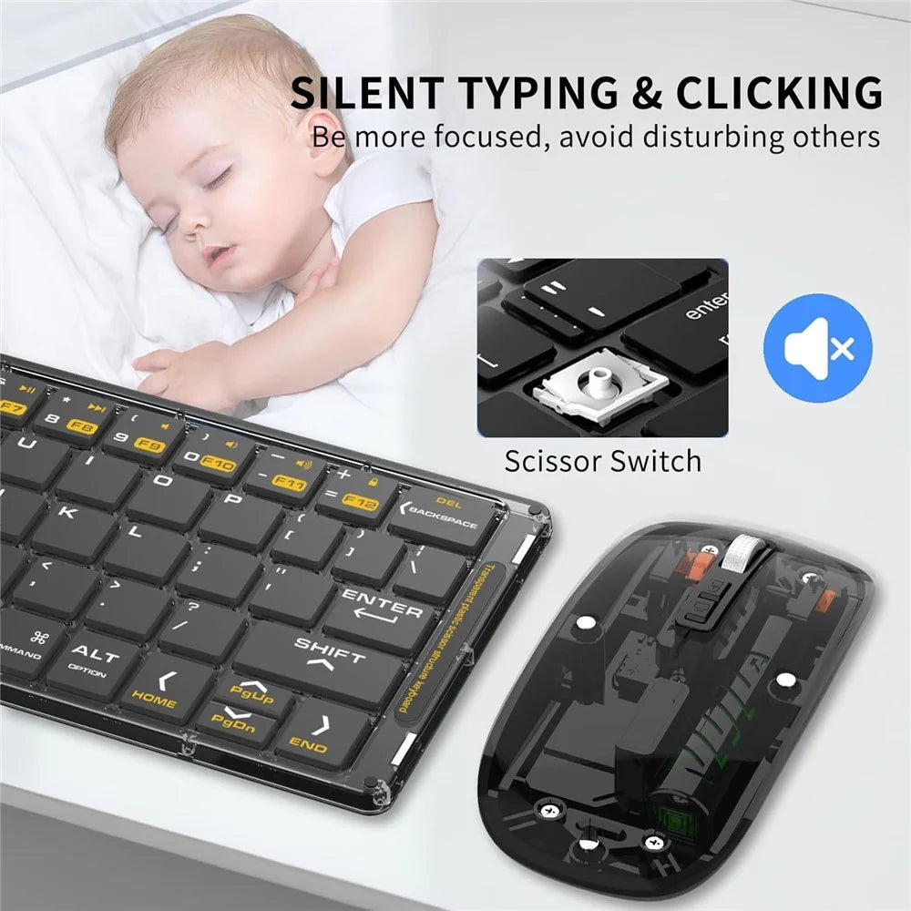 F69 Foldable Bluetooth-compatible Keyboard for Android  /  iOS  /  Windows with Mouse and Phone Stand Set - 2