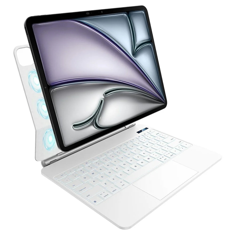 Floating Magnetic Keyboard Case for iPad Air 13 (2024) / iPad Pro 12.9 (2022) / (2021) / (2020) Bluetooth-compatible Keyboard - White - 1