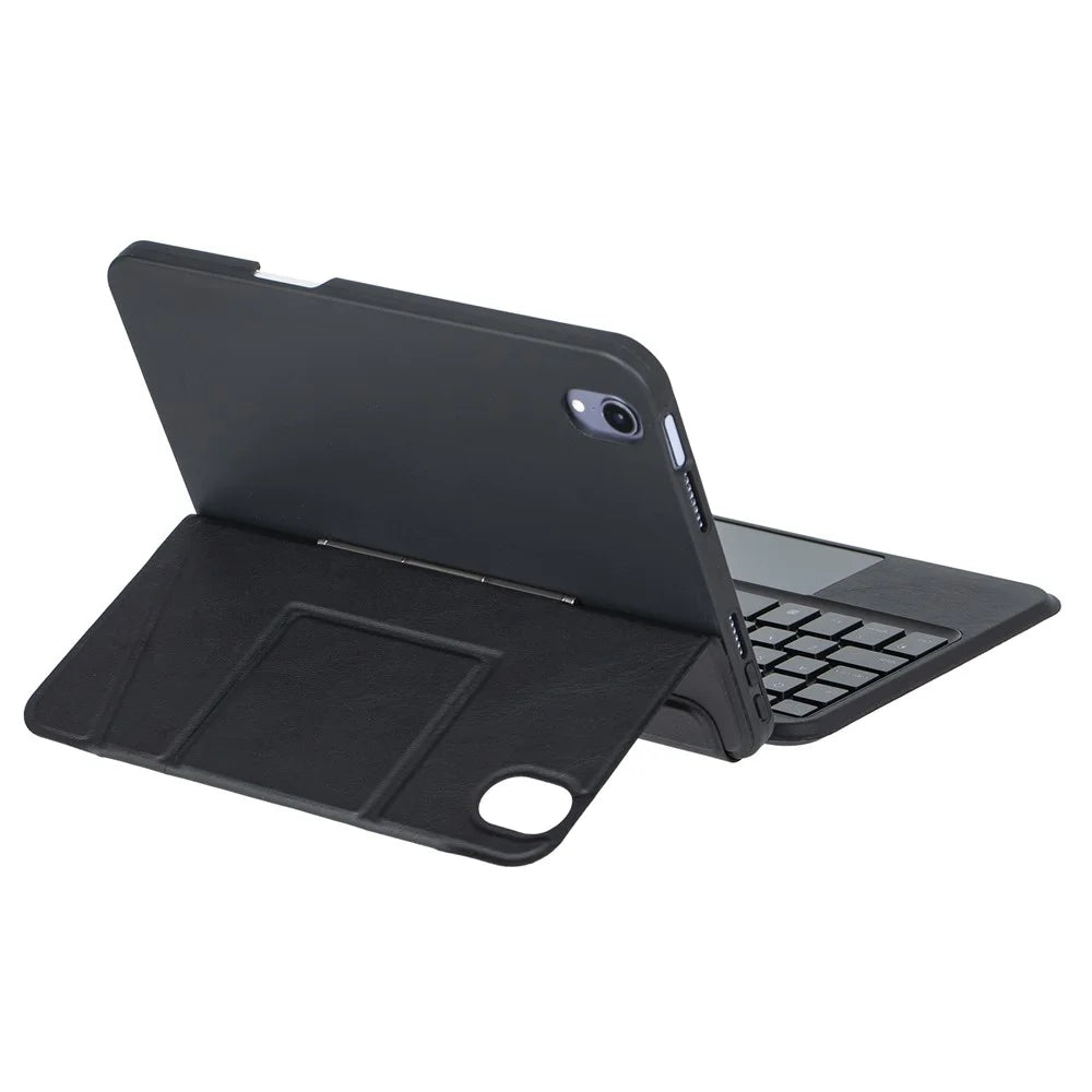 For iPad mini (2024) / (2021) Detachable Bluetooth-compatible Keyboard Stand Case with Touchpad and Backlit - Black - 5