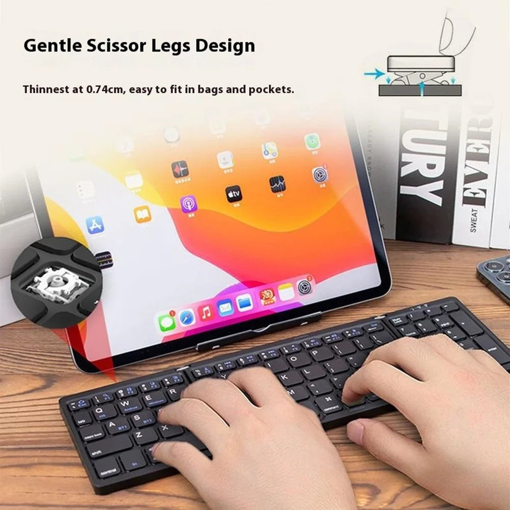 B089 Wireless Keyboard Mouse Set Foldable Mini Bluetooth-Compatible Keyboard for Tablet Laptop - 4
