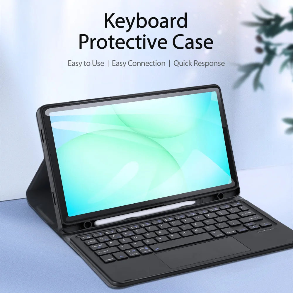 DUX DUCIS For Samsung Galaxy Tab A9+ / Galaxy Tab A11+ Bluetooth-compatible Keyboard  TK Series Leather Cover Stand with Touchpad - Black - 2