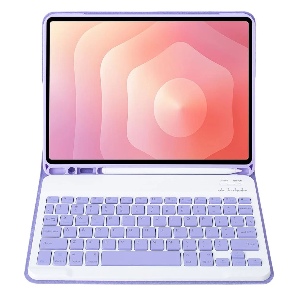 A730B For Samsung Galaxy Tab S11 Detachable Leather Case Bluetooth-Compatible Keyboard with Pen Slot - Lilac Purple - 3