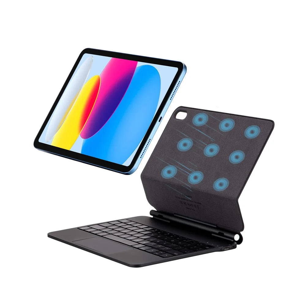 Keyboard Case For iPad (2025) / iPad 10.9 (2022) Floating Magnetic Keyboard Stand with Backlit - Black - 4