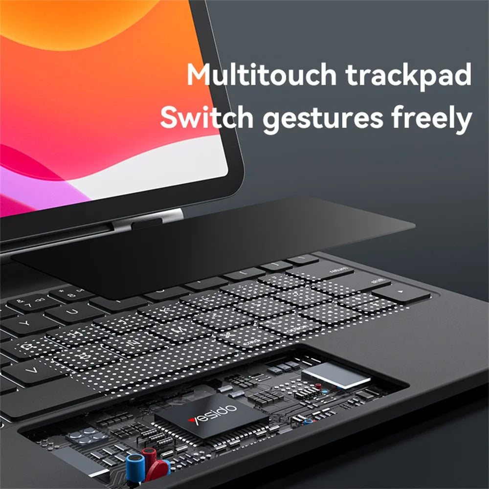 YESIDO KB26 Magnetic Floating Magnetic Keyboard Case for iPad Pro 12.9 (2020) / (2018) / (2017) / (2015) Dual Axis Rotation with 7-Color Backlit - 5