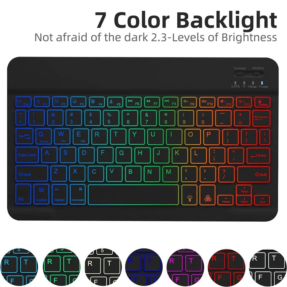 RGB-S11 For Samsung Galaxy Tab S11 Bluetooth-compatible Keyboard PU Leather Stand Case with RGB Backlit - Black - 2