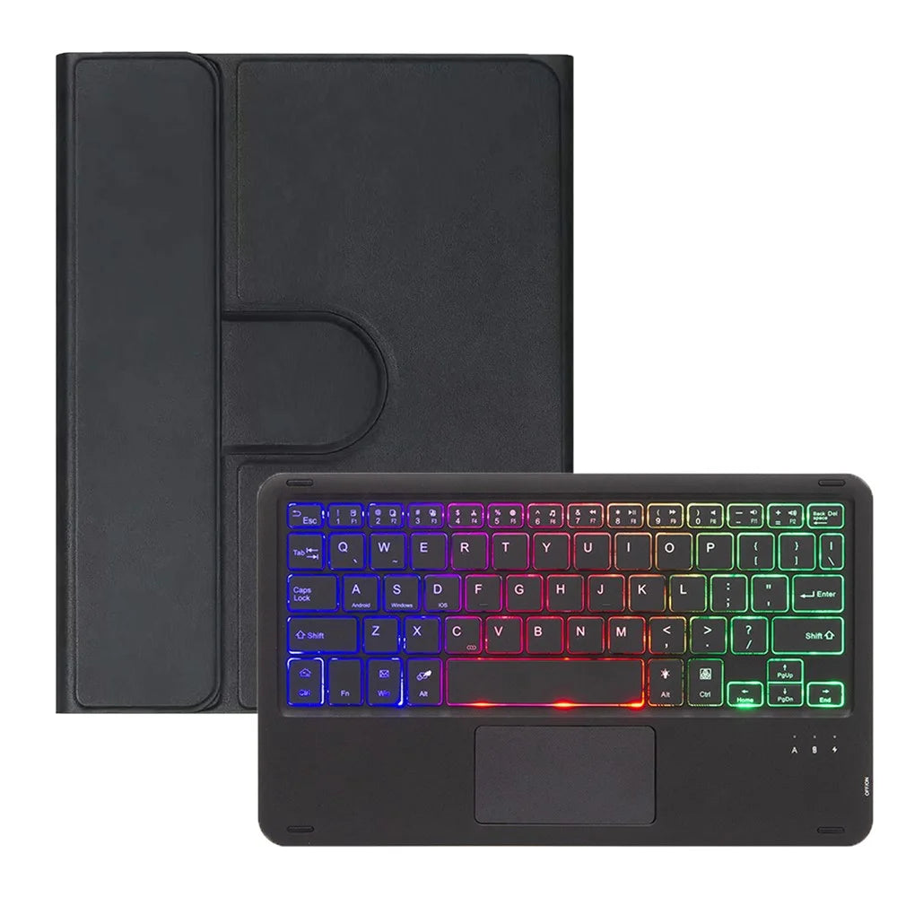L10B-AS For iPad (2025) / iPad 10.9 (2022) 360 Degree Rotating Clear Acrylic Case Bluetooth-compatible Keyboard Cover with Touchpad and Backlit - Black - 2