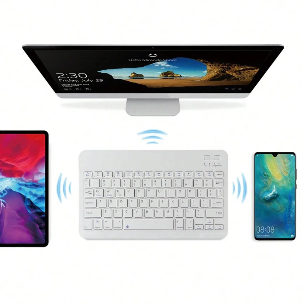 Ultra Thin Bluetooth-compatible Keyboard Quiet Typing Wireless Keyboard for Home Office - Black - 2
