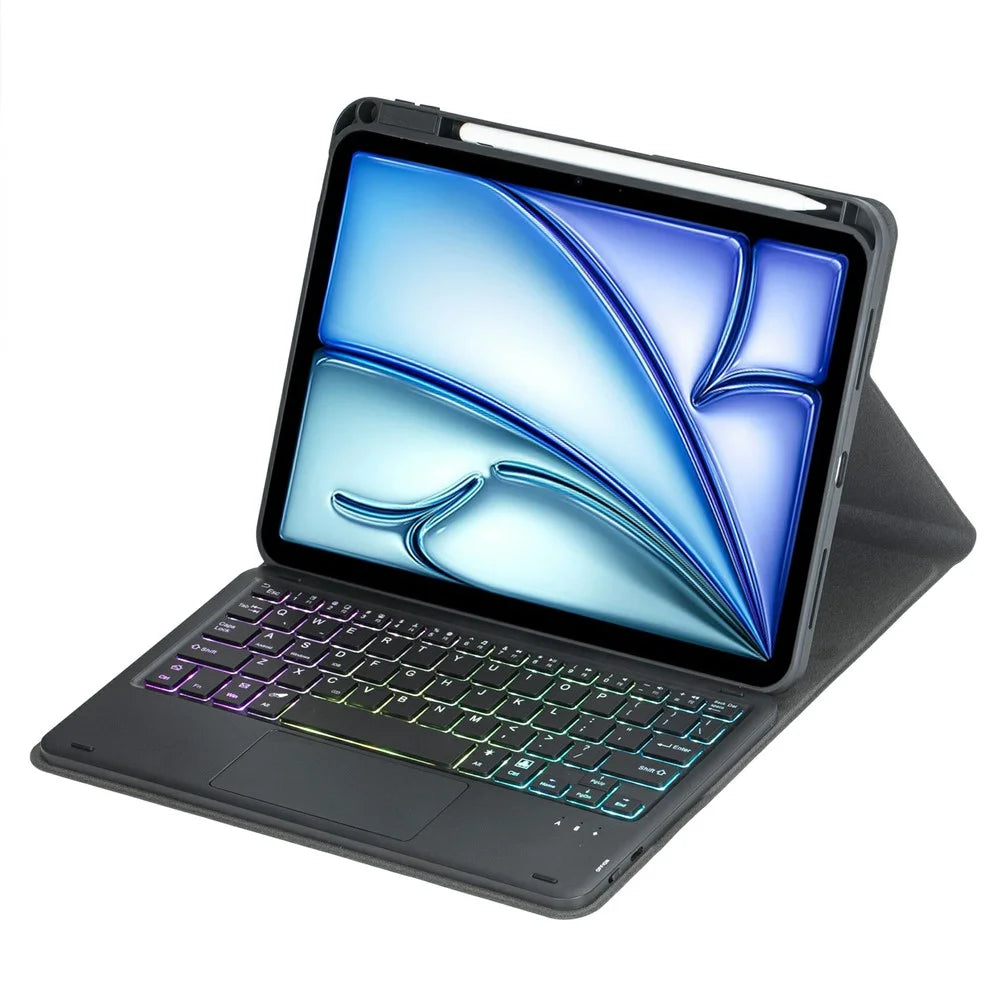 L11B-AS Wireless Keyboard Case with Backlit / Touchpad for iPad Air 11 (2026) / (2025) / (2024) / Air (2022) / Air (2020) / iPad Pro 11 (2022) / (2021) / (2020) / (2018) Rotating Protective Cover - Black - 2