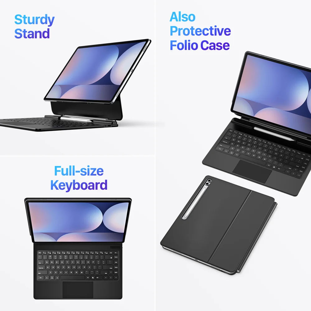 DUX DUCIS For Samsung Galaxy Tab S12 Ultra / S11 Ultra  Bluetooth-compatible Keyboard Leather Case with Magnetic Floating Stand - Black - 5