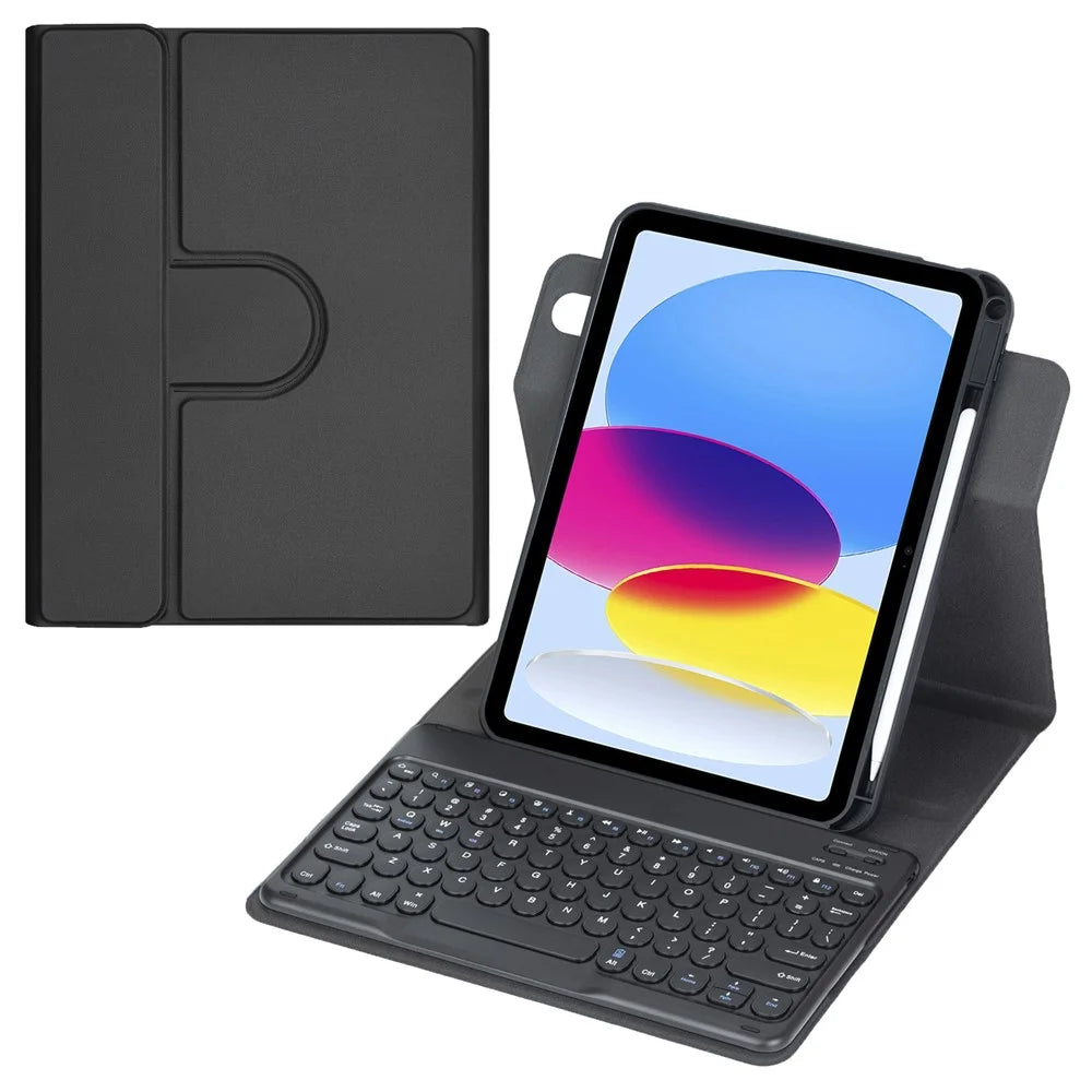 YL10B For iPad (2025)  /  iPad 10.9 (2022) 360 Degree Rotating Clear Acrylic Case Bluetooth-compatible Keyboard Cover - Black - 1