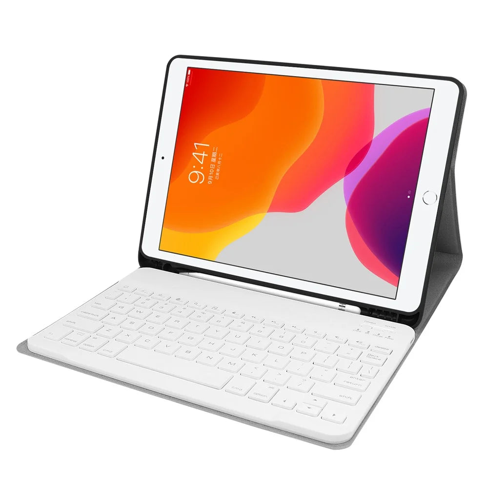 SK-1026 Wireless Touch Bluetooth-compatible Keyboard Case Multi-Angles Viewing Stand Protective Leather Shell Cover for iPad 10.2 (2021)/(2020)/(2019) - Rose Gold - 6
