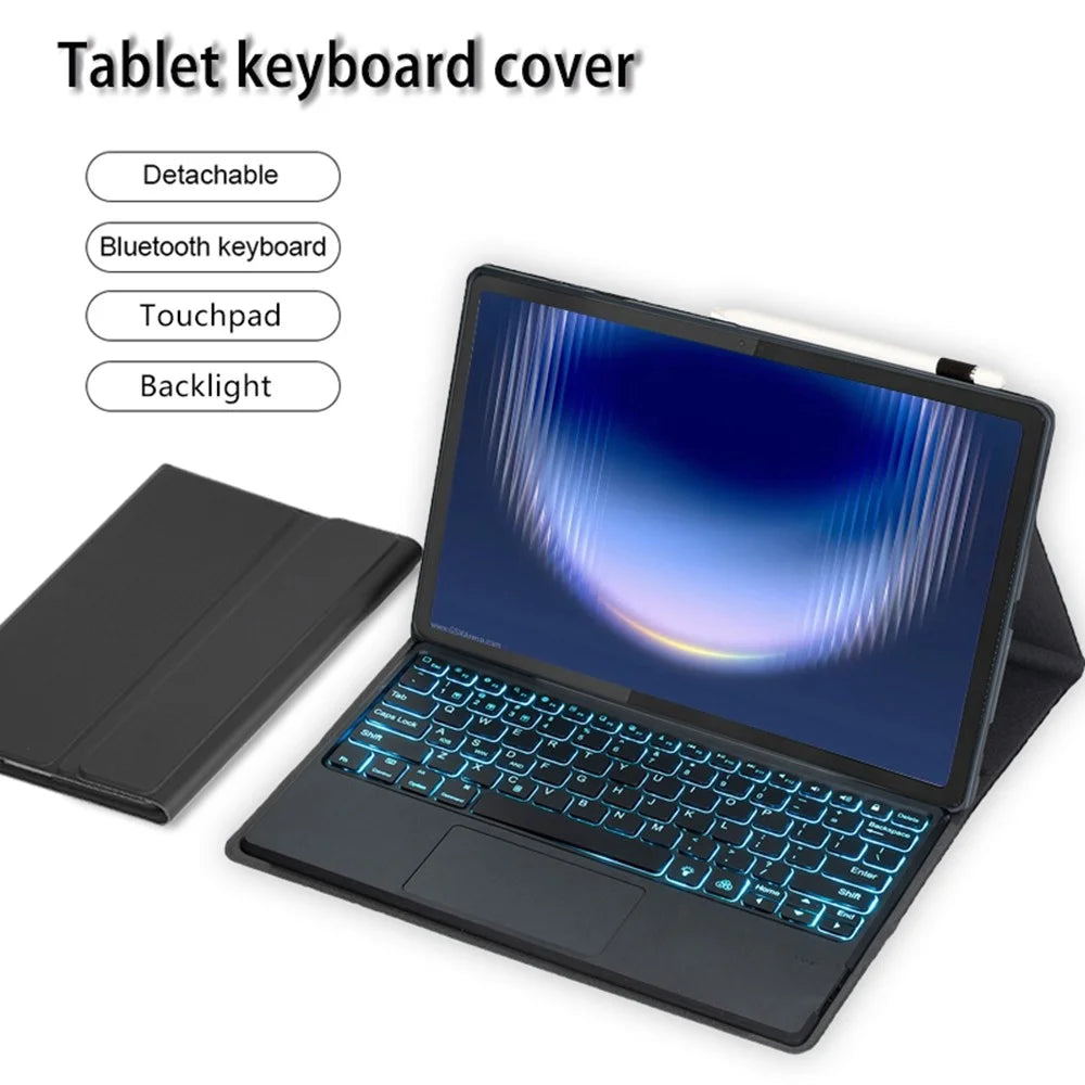 AH36-AS For Huawei MatePad Pro Max Detachable Bluetooth-compatible Keyboard Case with Backlight Touchpad PU Leather+TPU Protective Cover - Black - 2