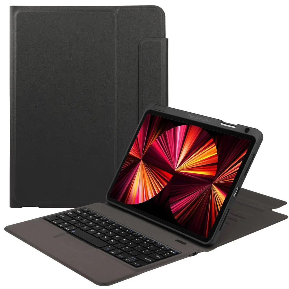 6212 For iPad 10.2 (2021)/(2020)/(2018)/iPad Air 10.5 inch (2019)/iPad Pro 10.5-inch (2017) Bluetooth-compatible Keyboard Case Wireless Keyboard Tablet Leather Cover with Stand/Pen Slot - Black - 1