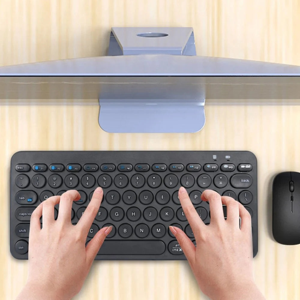 K380 Bluetooth-compatible 5.0 Wireless 78 Keys Keyboard Low Noise Computer Laptop Round Keycaps Keyboard - Black - 4