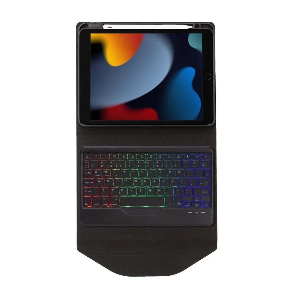 Z102BS For iPad 10.2 (2021)/(2019)/(2020) Detachable Bluetooth-compatible Keyboard Case with 3-Color Backlit Shockproof Tablet Protector Built-in Pencil Slot - Black - 5