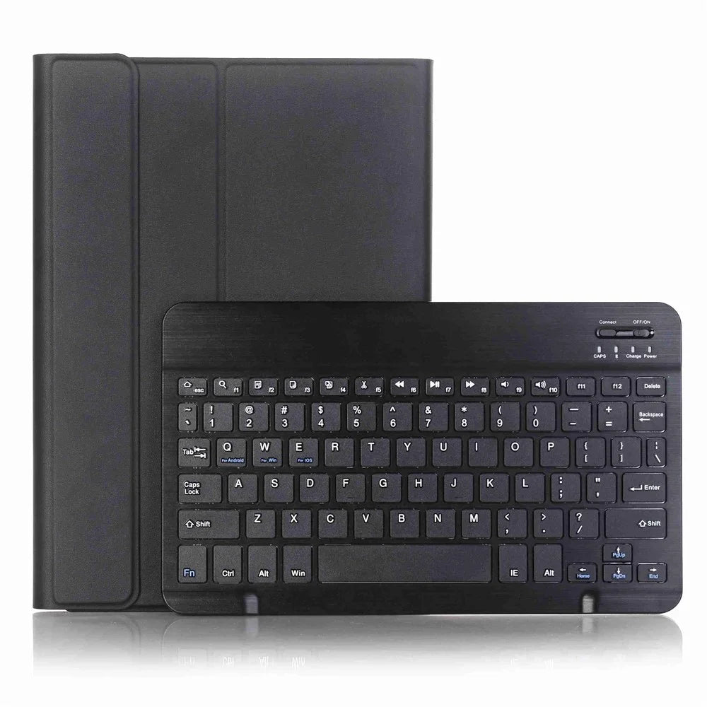 A10B for iPad (2025) / 10.9 (2022) Pen Slot Design Foldable Stand Leather + TPU Tablet Protective Cover with Bluetooth-Compatible Keyboard - Black - 1