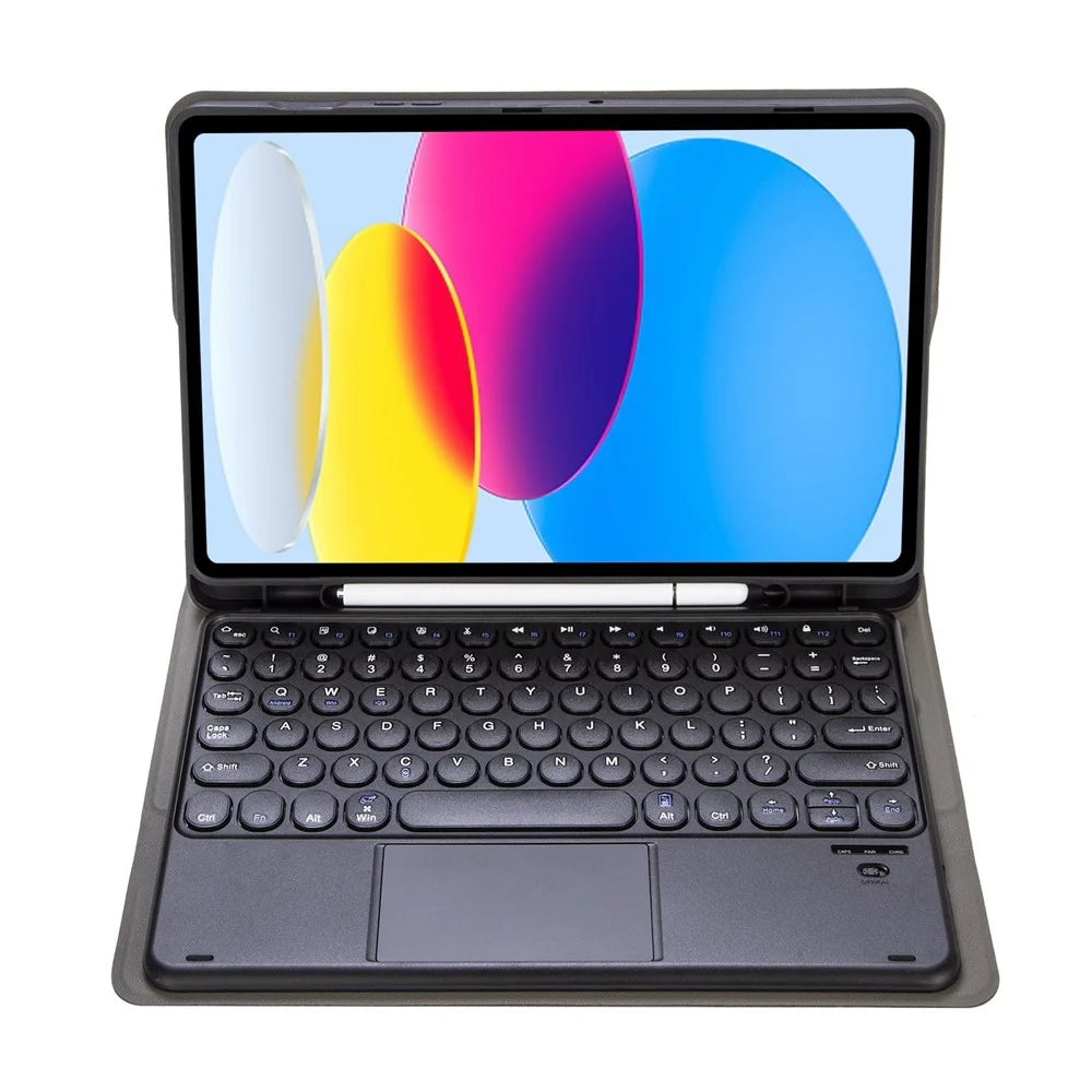 YA10B-A for iPad (2025) / 10.9 (2022) Leather + TPU Tablet Stylus Holder Protective Cover with Bluetooth-Compatible Keyboard - Black - 3