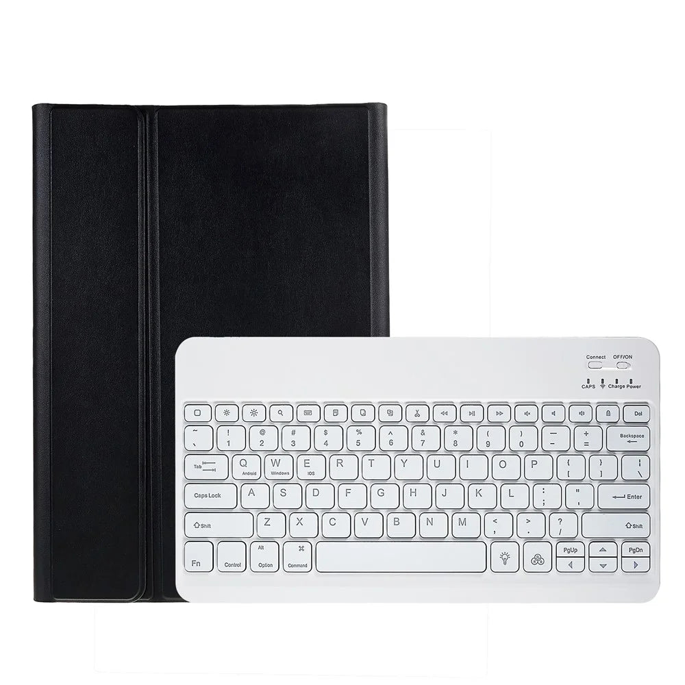 For Samsung Galaxy Tab S7+ T970 / S7 FE T730 T733 / S8+ PU Leather Stand with Backlight Magnetic Detachable Bluetooth-compatible Keyboard - Black - 6