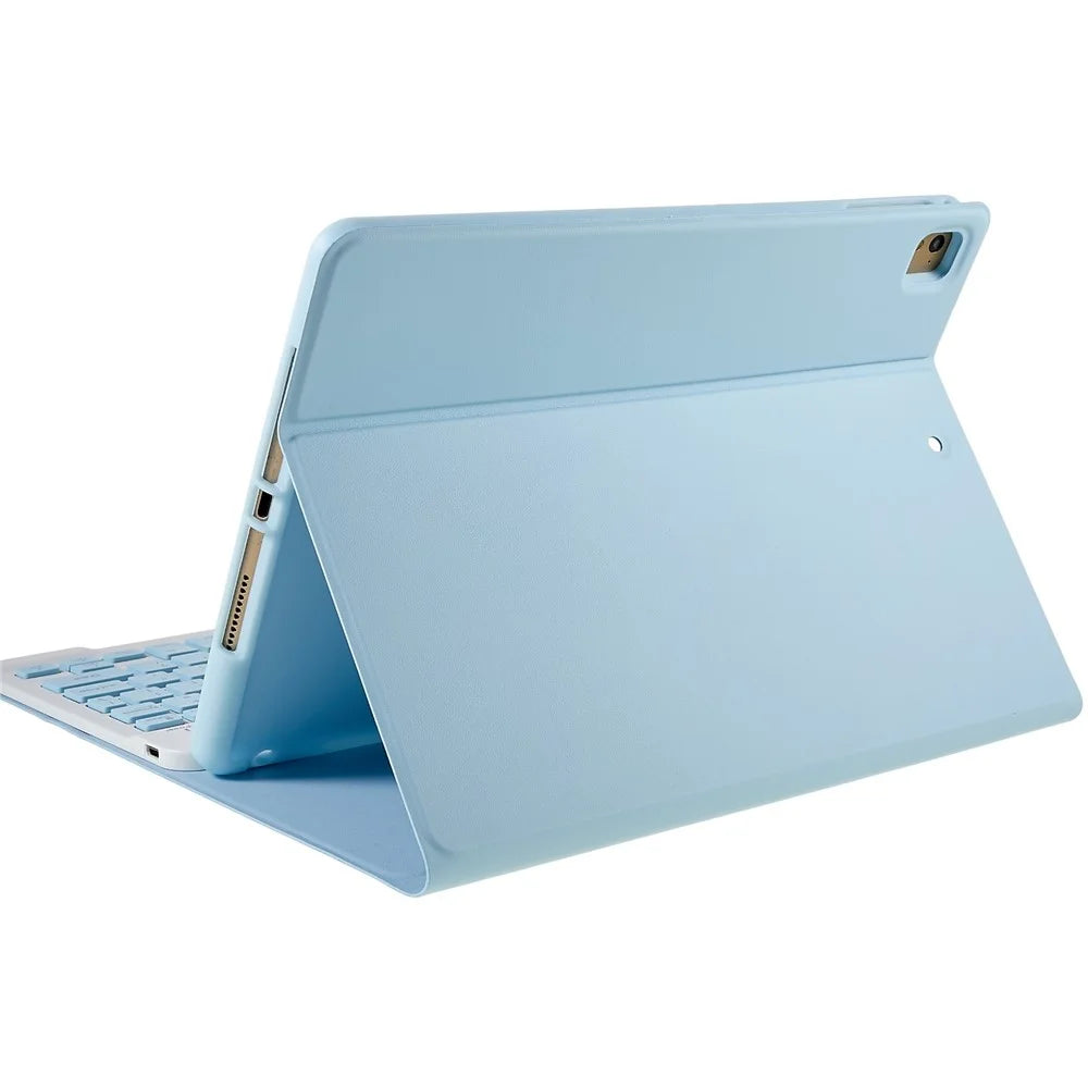 For iPad Air (2013) / Air 2  /  iPad Pro 9.7 inch (2016)  /  iPad 9.7-inch (2017) / (2018) Smart Keyboard Case with PU Leather Protector Bluetooth-compatible Keyboard Shockproof Case - Blue - 7