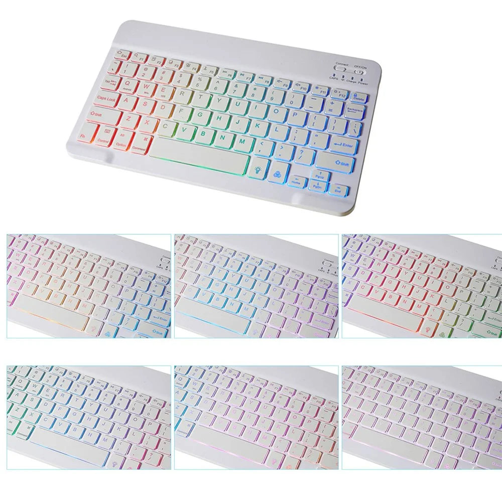 SK-9709 For iPad Air (2013) / Air 2  /  iPad Pro 9.7 inch (2016)  /  iPad 9.7-inch (2017) / (2018) Colorful Backlit Smart Keyboard Case with Leather Folio Flip Cover Bluetooth-compatible Keyboard Shockproof Case - Blue - 2