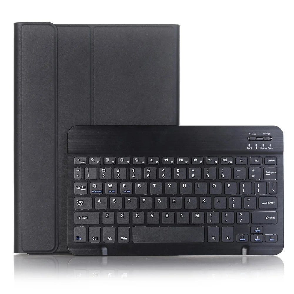 A08B For Samsung Galaxy Tab A8 10.5 (2021) SM-X205 / X200 Pen Slot Design PU Leather+TPU Tablet Stand Case with Bluetooth-compatible Keyboard - Black - 2