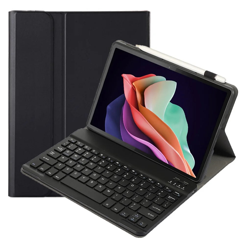 AH13 For Huawei Enjoy Tablet 2 / MatePad C3 10.1 inch / T 10S 10.1 inch / T 10 9.7 inch / Honor Pad 6 10.1-inch / Pad 7 / Pad X8 Slim Tablet Case with Bluetooth-compatible Detachable Keyboard - Black - 1