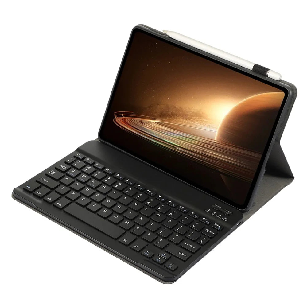 OP13 For Oppo Pad 2 Soft Tablet Case with Bluetooth-compatible Keyboard Stand Leather Cover - Black - 3